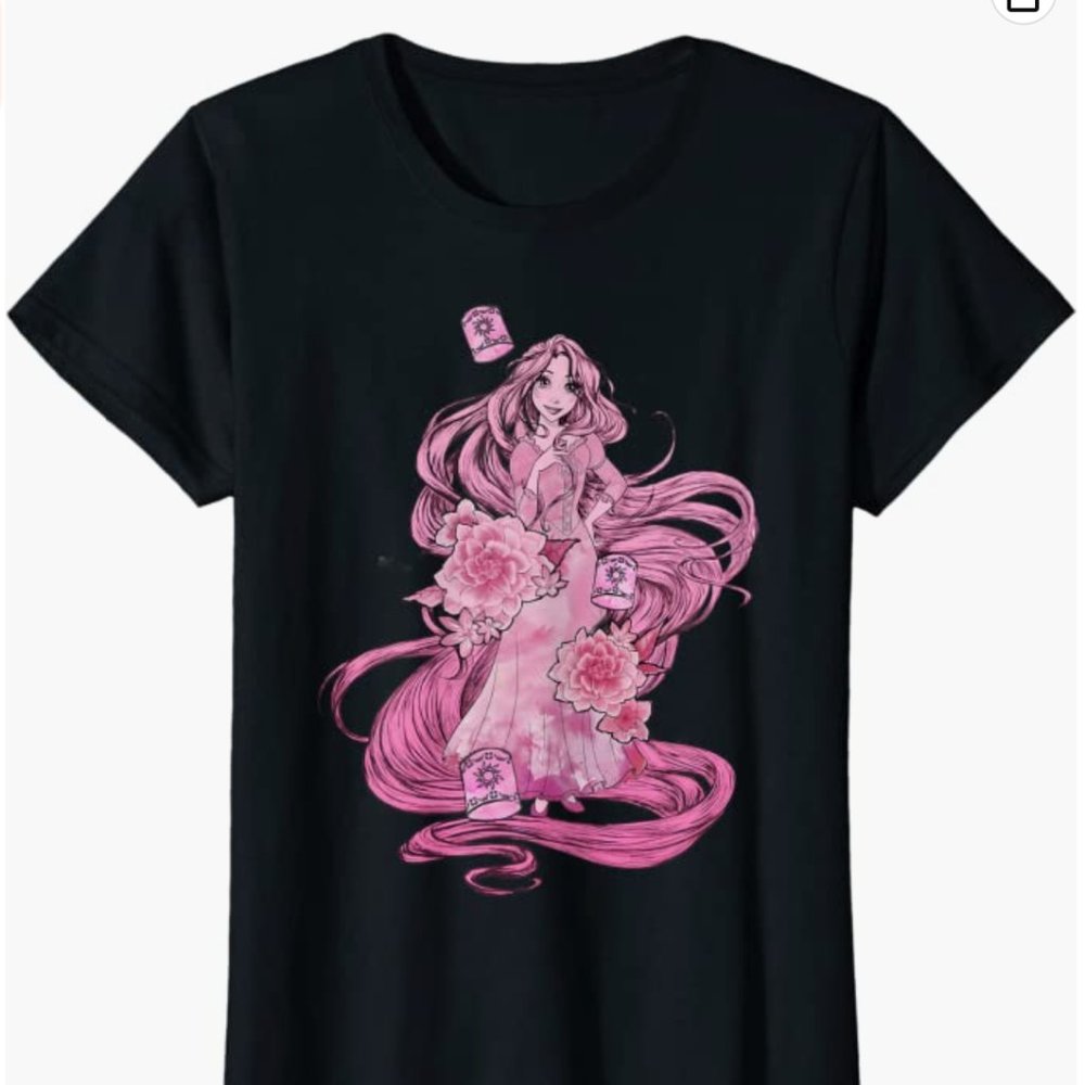 NWOT! Disney Tangled Black and Pink Rapunzel Portrait Graphic T-Shirt